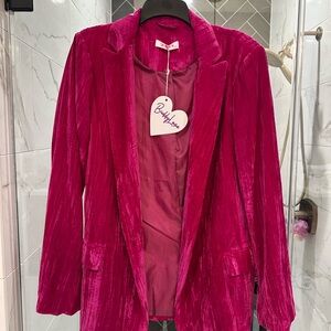 Buddy Love Women's Fuchsia Velvet Blazer